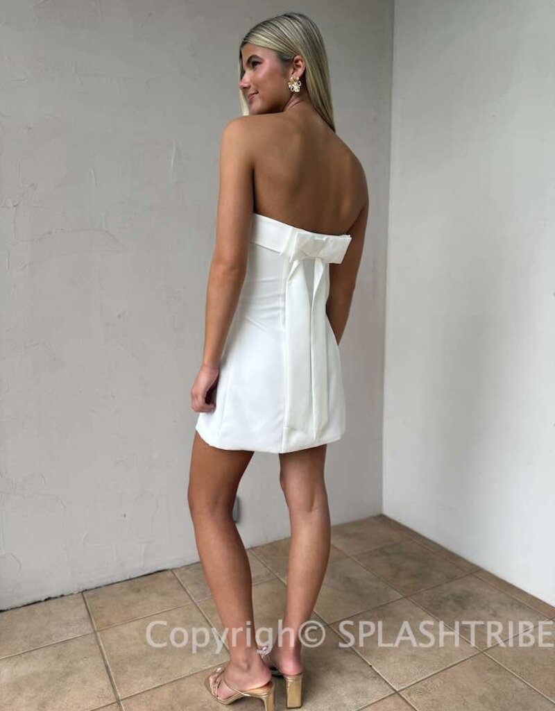 Strapless Structured Bow Back Mini Dress