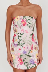 Jardin Strapless Embroidered Floral Mini Dress
