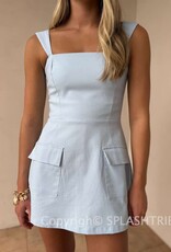 Double Pocket Square Neck Mini Dress