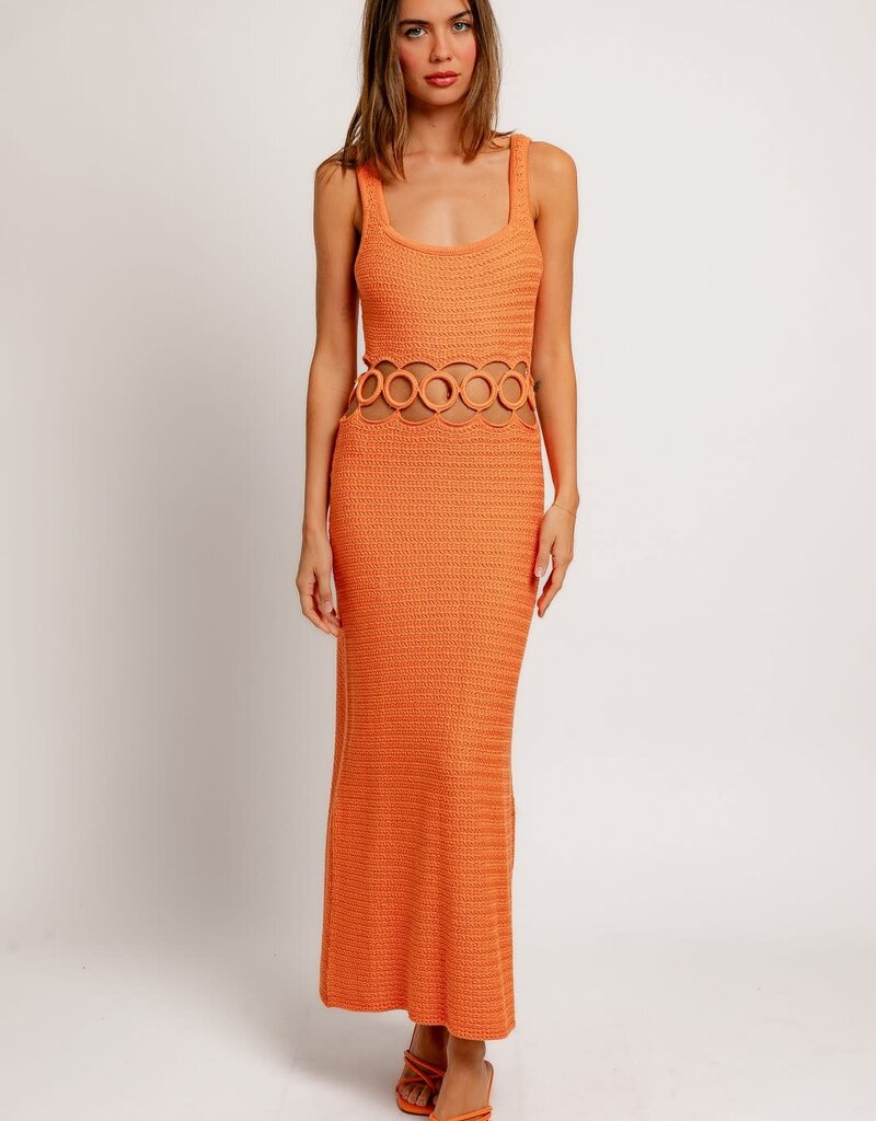 Crochet Ring Cutout Midi Dress