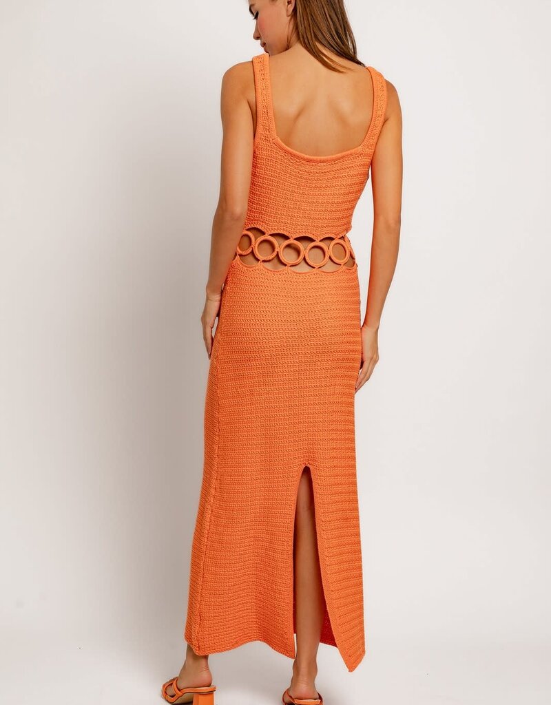 Crochet Ring Cutout Midi Dress