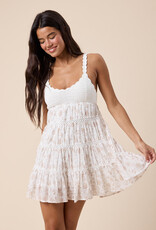 Crochet Bust Scallop Strap Floral Mini Dress