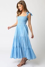 Summer Striped Tie Shoulder Maxi Dress