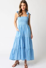 Summer Striped Tie Shoulder Maxi Dress