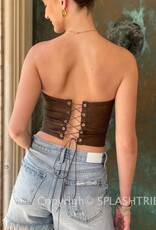 Western Faux Leather Corset Top