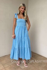 Summer Striped Tie Shoulder Maxi Dress