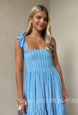 Summer Striped Tie Shoulder Maxi Dress