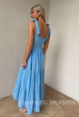 Summer Striped Tie Shoulder Maxi Dress