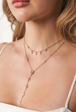 Draped In Bezel Crystal Lariat Necklace Set Clear Crystals