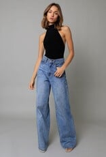 Mock Neck Open Back Bodysuit