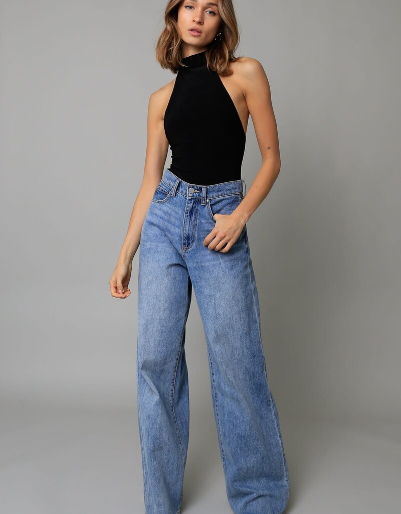 Mock Neck Open Back Bodysuit