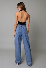 Mock Neck Open Back Bodysuit
