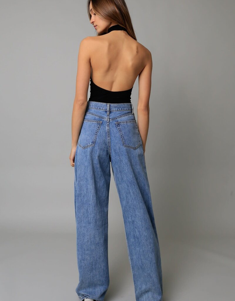Mock Neck Open Back Bodysuit