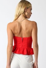 Solid Strapless Peplum Bustier Top