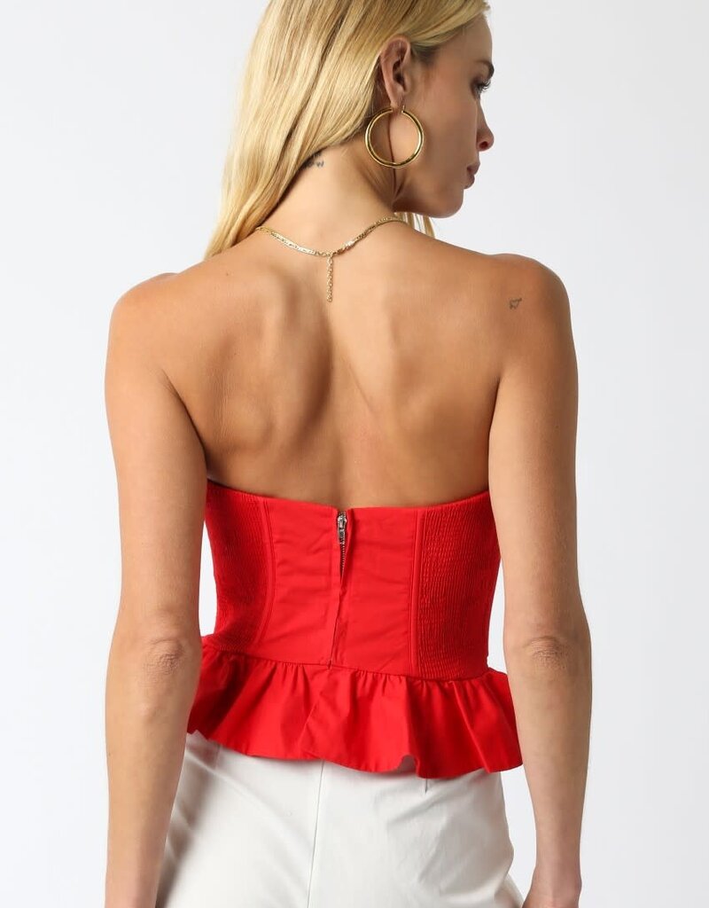 Solid Strapless Peplum Bustier Top
