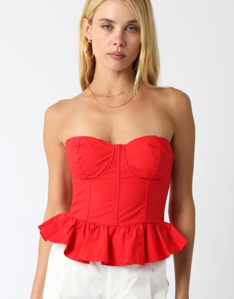 Solid Strapless Peplum Bustier Top