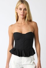 Solid Strapless Peplum Bustier Top