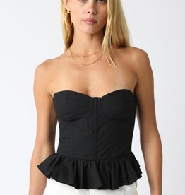 Solid Strapless Peplum Bustier Top