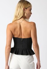 Solid Strapless Peplum Bustier Top