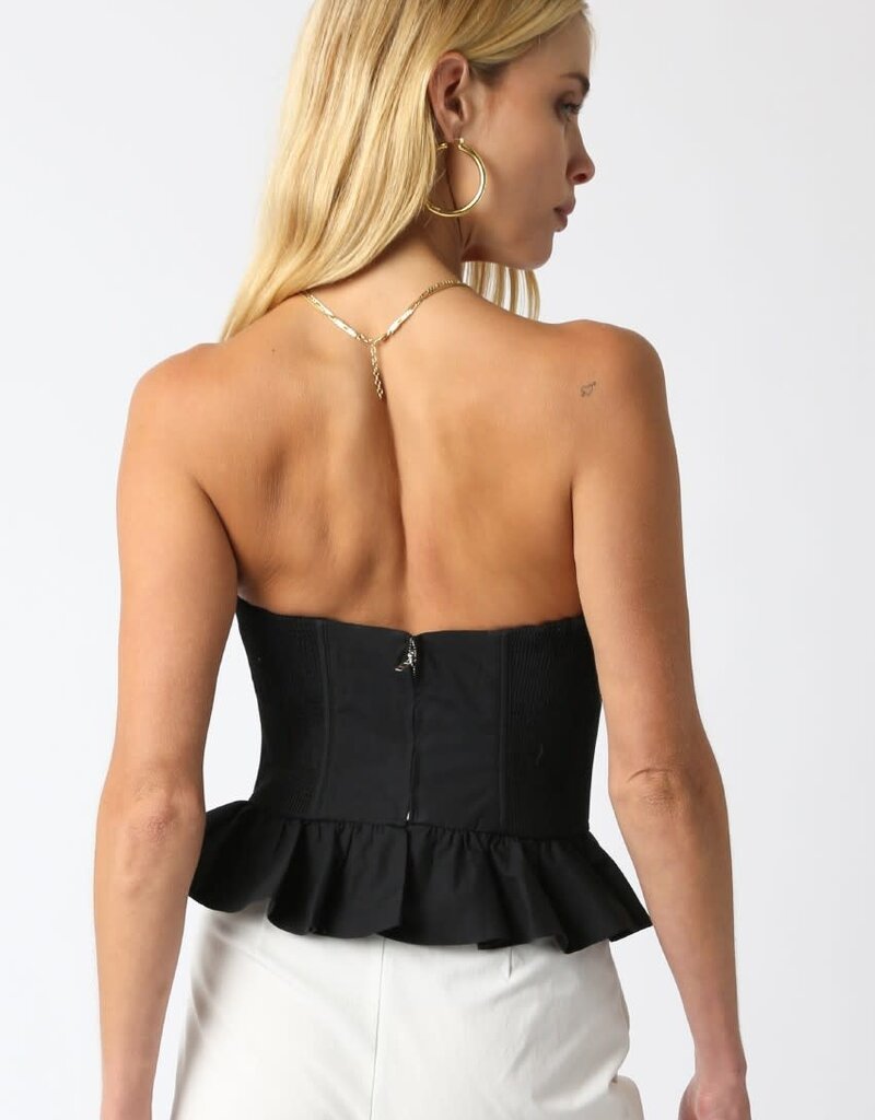 Solid Strapless Peplum Bustier Top
