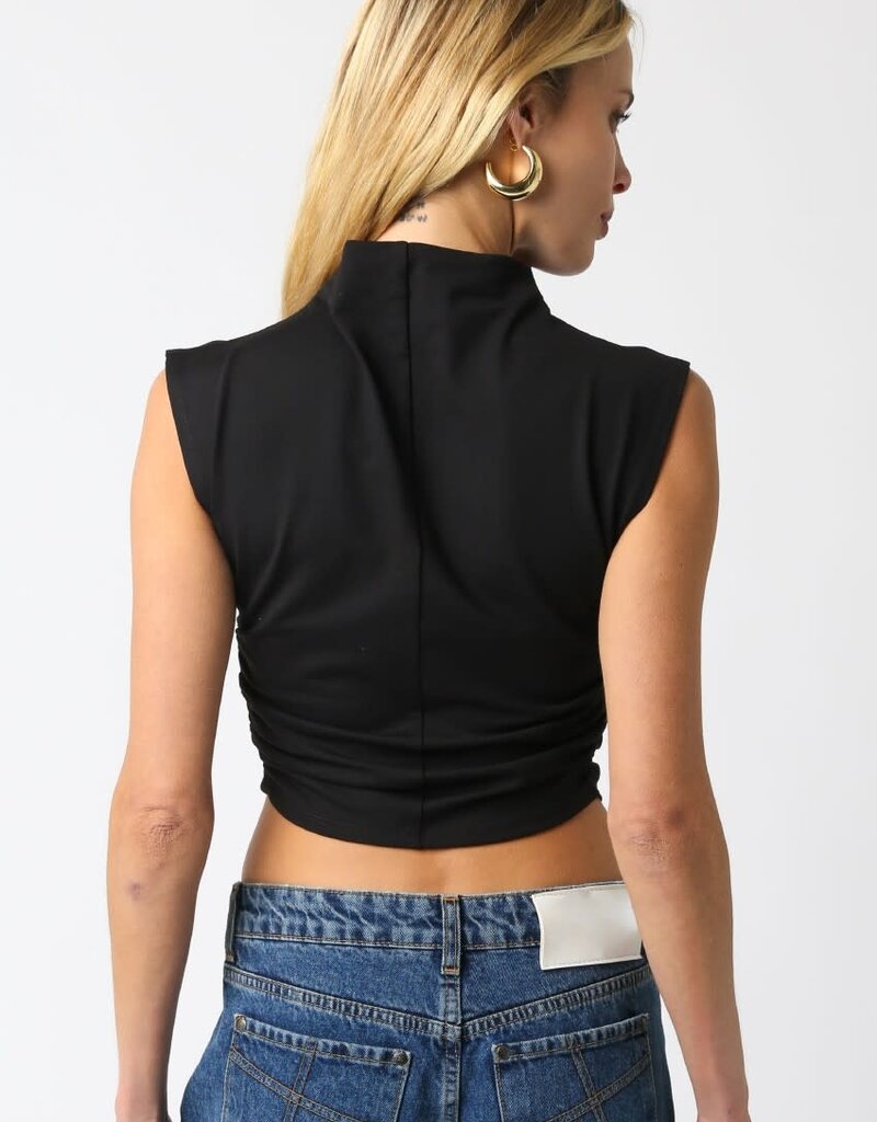 Sleeveless Mock Neck Crop Top