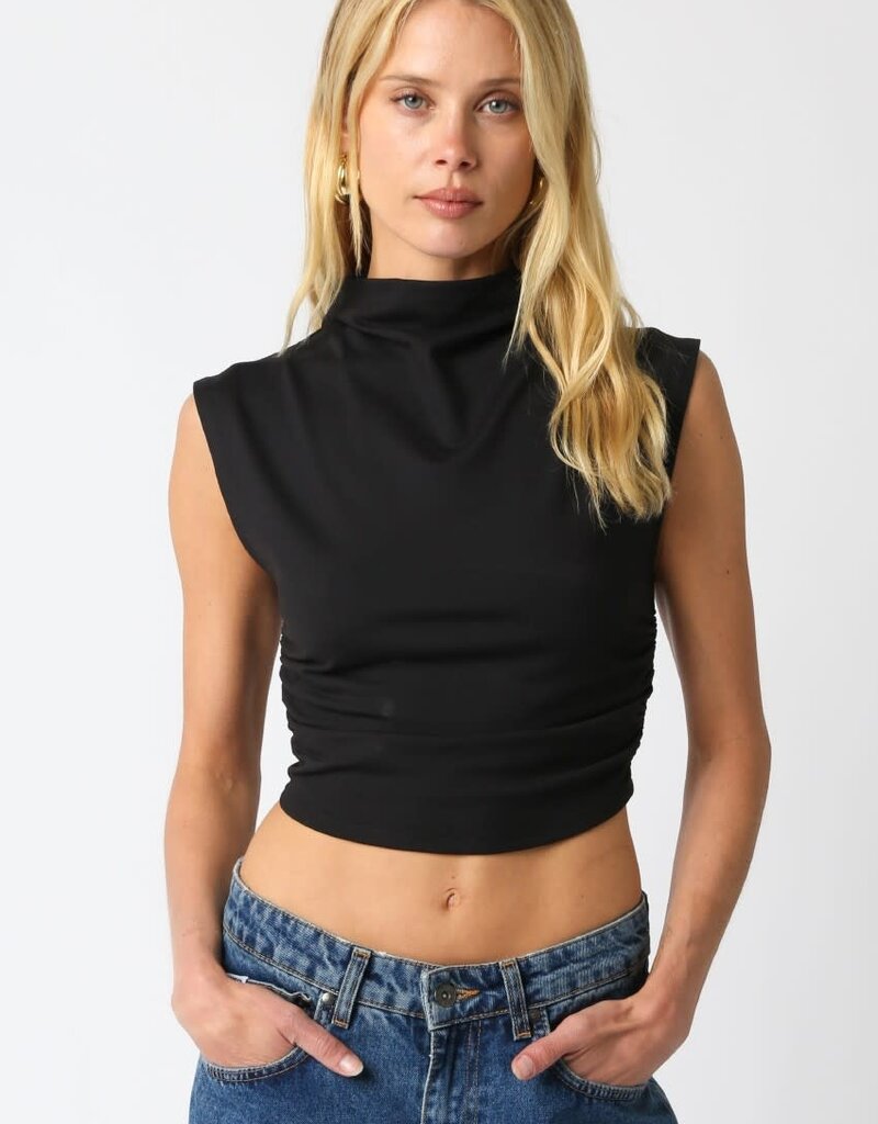 Sleeveless Mock Neck Crop Top