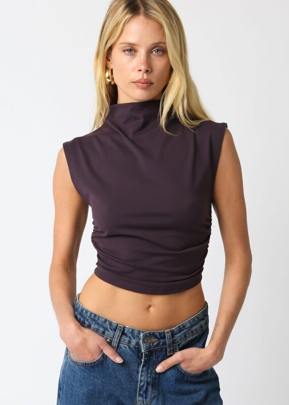 Sleeveless Mock Neck Crop Top