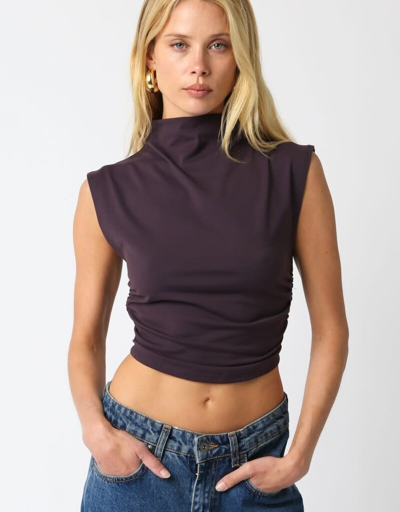Sleeveless Mock Neck Crop Top