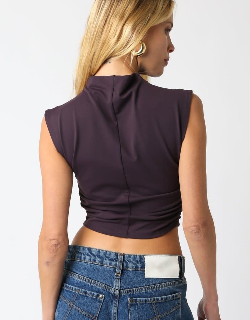 Sleeveless Mock Neck Crop Top