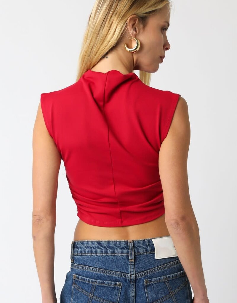 Sleeveless Mock Neck Crop Top