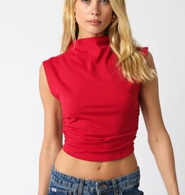 Sleeveless Mock Neck Crop Top