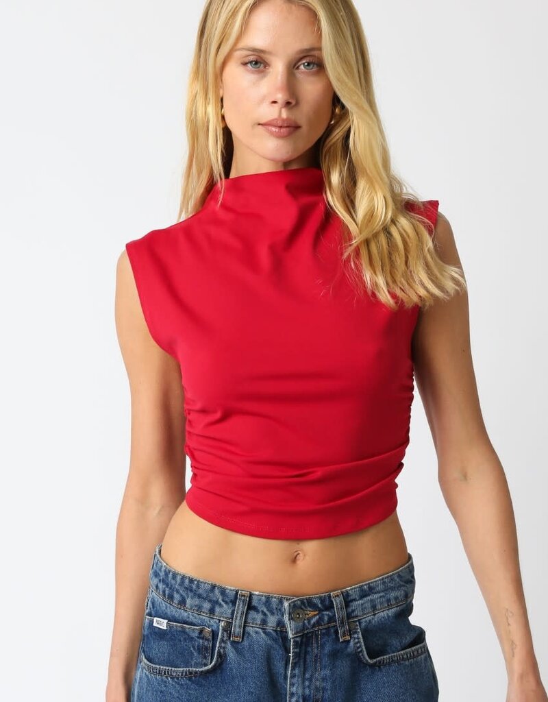 Sleeveless Mock Neck Crop Top