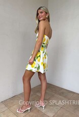 Strapless Lemon Print Mini Dress