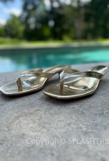 Square Toe Thong Strap Kitten Heel Sandals