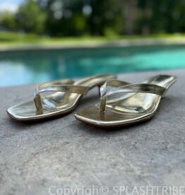 Square Toe Thong Strap Kitten Heel Sandals