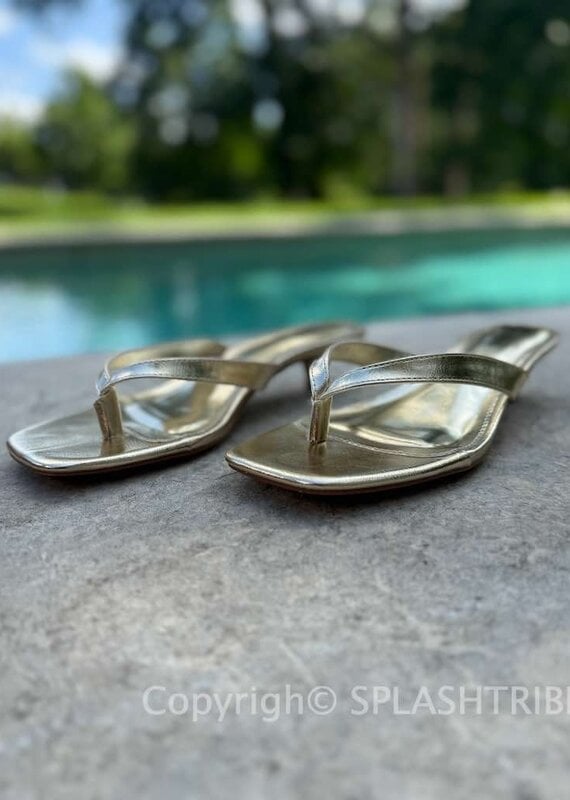 Square Toe Thong Strap Kitten Heel Sandals