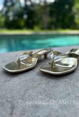 Square Toe Thong Strap Kitten Heel Sandals