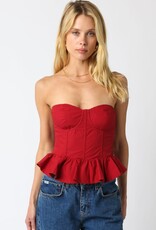Solid Strapless Peplum Bustier Top