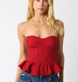 Solid Strapless Peplum Bustier Top