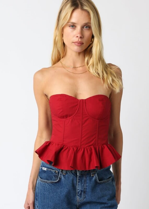 Solid Strapless Peplum Bustier Top