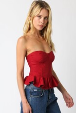 Solid Strapless Peplum Bustier Top