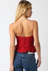 Solid Strapless Peplum Bustier Top