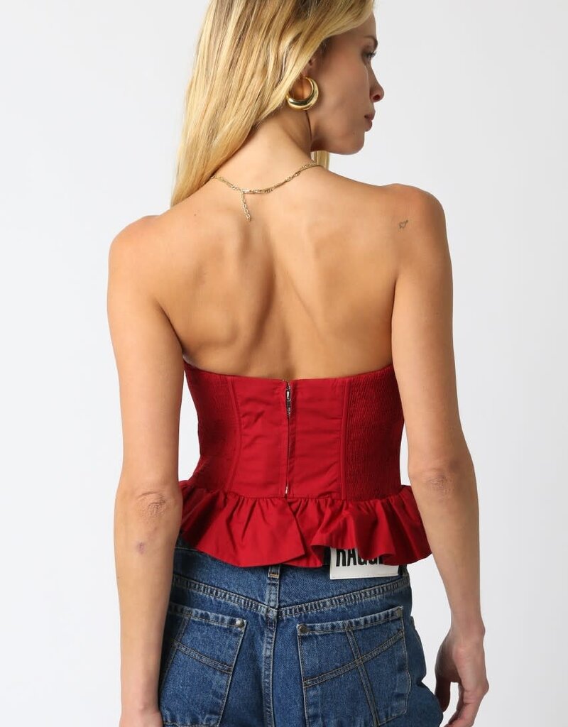 Solid Strapless Peplum Bustier Top