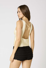 Satin V Neck Tiered Hem Top