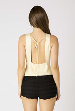 Satin V Neck Tiered Hem Top