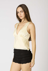 Satin V Neck Tiered Hem Top