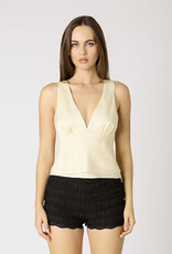 Satin V Neck Tiered Hem Top