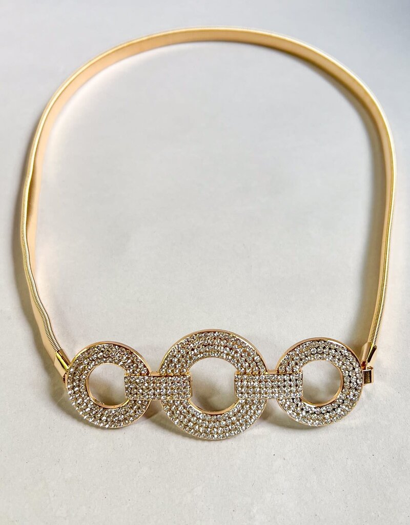 Rhinestone Buckle Stretchy Belt G