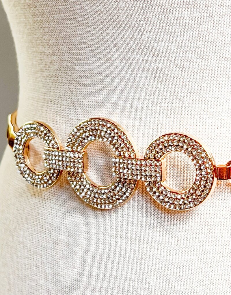 Rhinestone Buckle Stretchy Belt G