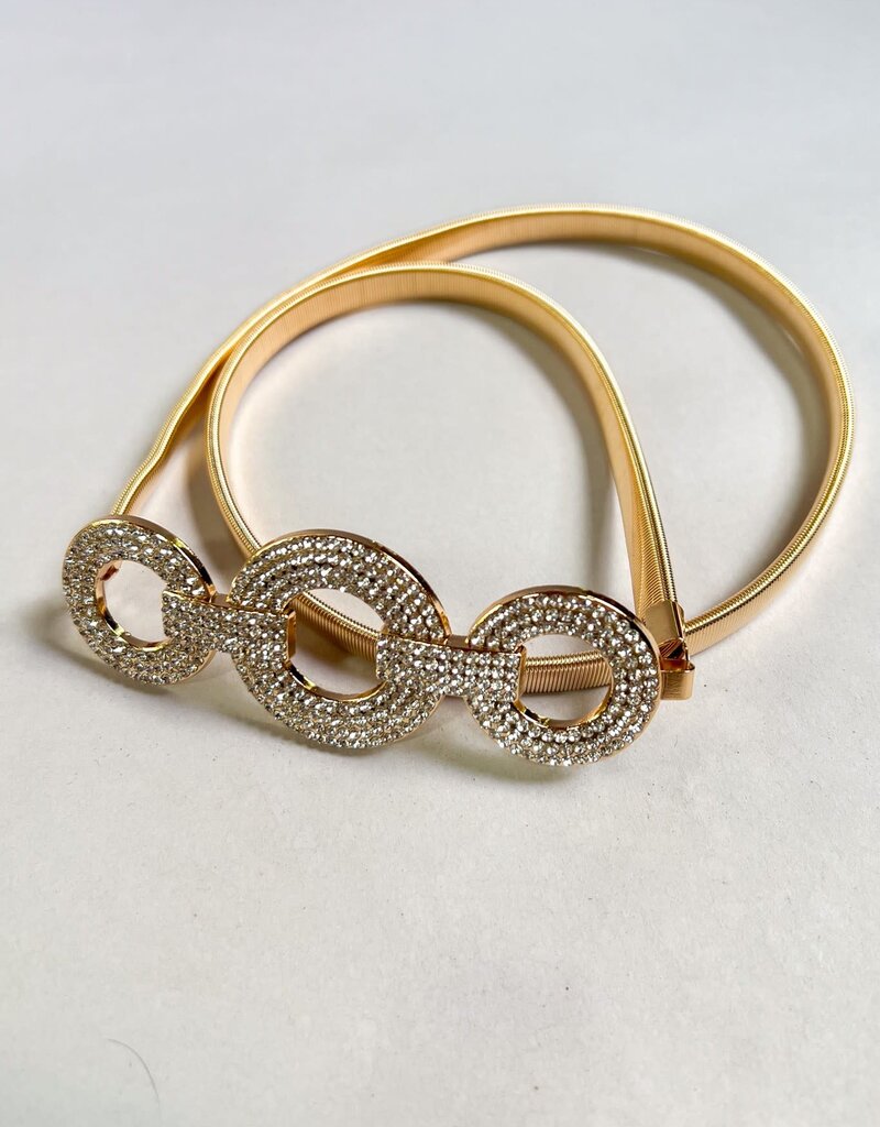 Rhinestone Buckle Stretchy Belt G